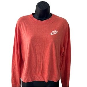 Women’s Nike Pink Heathered Cropped Crew Neck Lightweight Top Size M